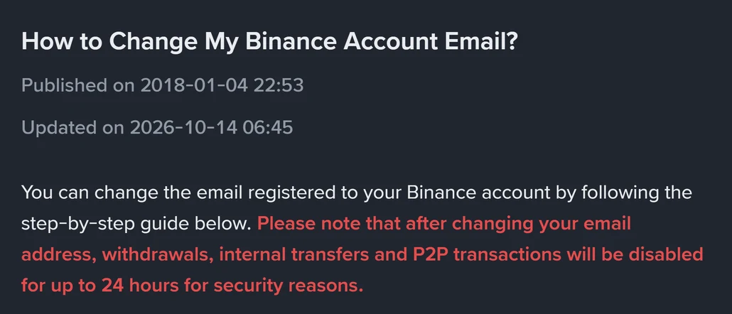 Zmiana e-maila lub numeru telefonu w Binance: blokada wypłat